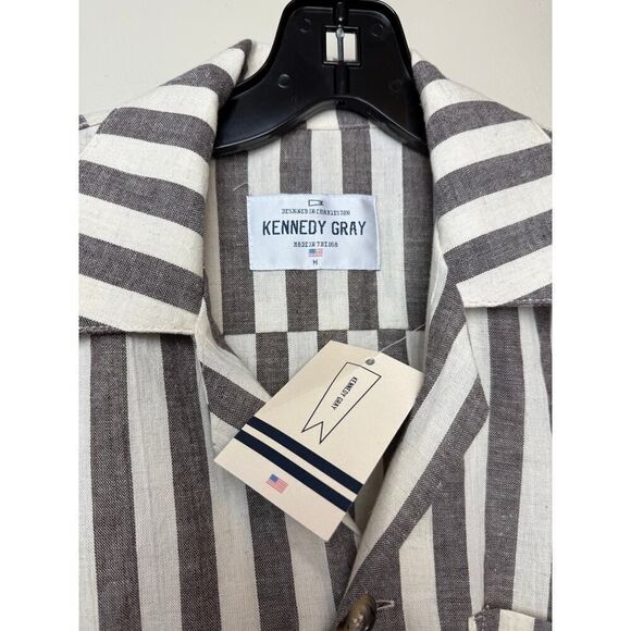Kennedy Gray Nautical Stripe Shirt NWT Men's Sz. M - Picture 4 of 8